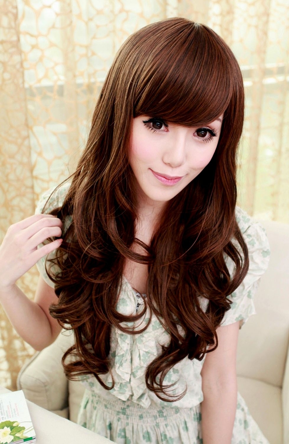 Curly Hairstyle : Pretty Long Curly Hairstyles Korean Ideas Hair intended for Cute Asian Hairstyles For Medium Length Hair