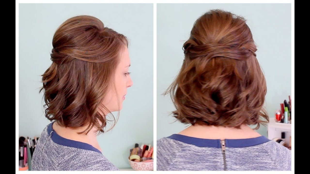 Quick Half Up Hairstyle For Short Hair - Youtube regarding Asian Half Up Hairstyles