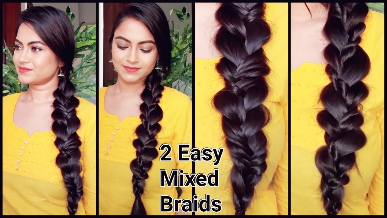 2 Easy Braids//indian Hairstyles For Medium To Long Hair//mixed Braids throughout Indian Hairstyle In Braids