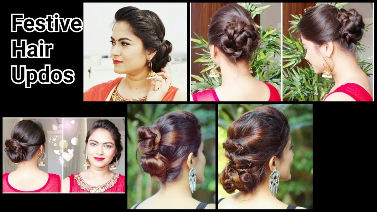 2 Quick&amp;easy Indian Bun Hairstyles For Saree/anarkali/lehnga//party  Hairstyles For Medium/long Hair intended for Indian Hairstyle For Short Hair In Saree