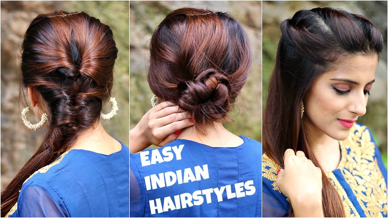 3 Anarkali Hairstyles For Medium/long Hair/easy Everyday Indian Hairstyles  For Navratri / Durga Puja intended for Indian Girl Hairstyle Video