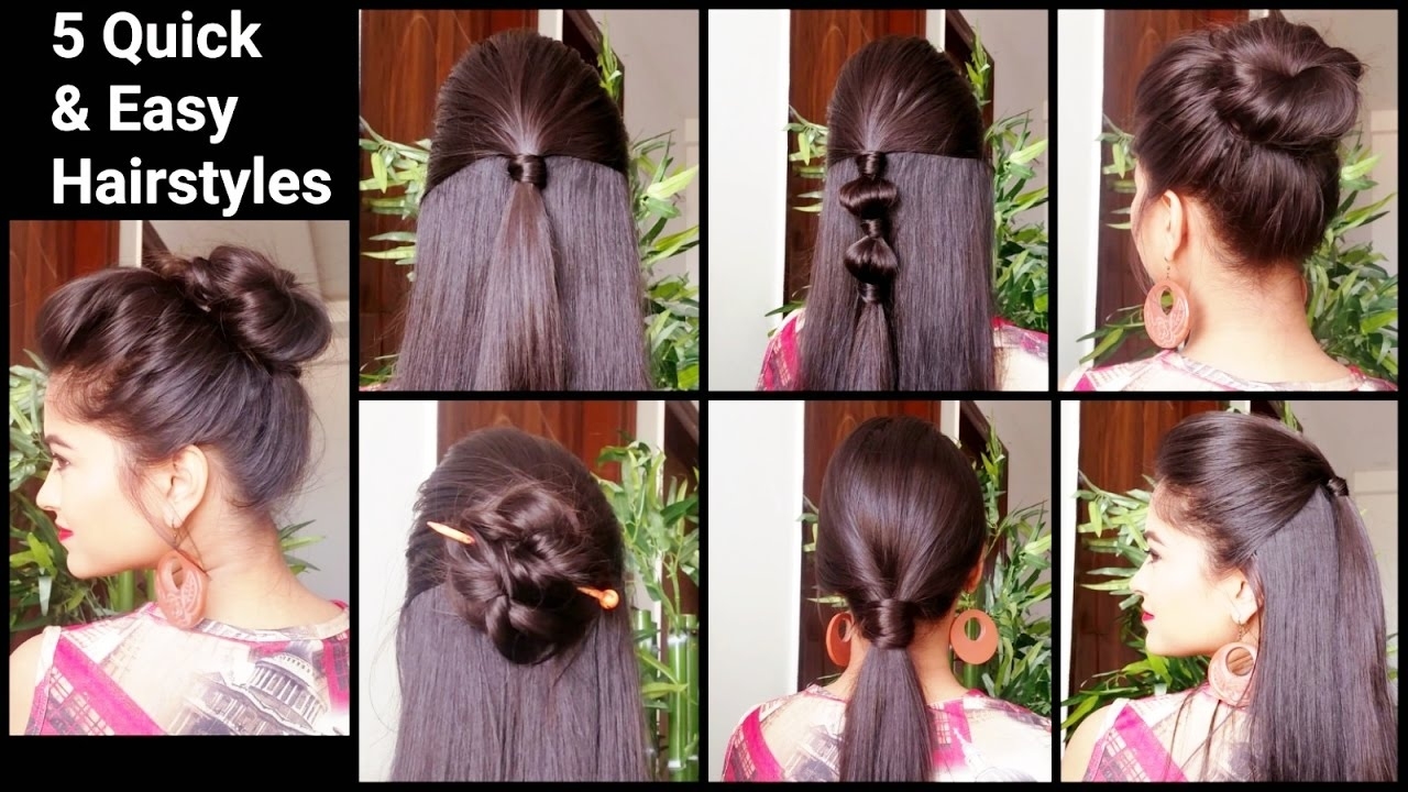 5 Quick &amp; Easy Hairstyles For Medium To Long Hair//back To School  Hairstyles //indian Hairstyles intended for Indian Hairstyle For Daily Use