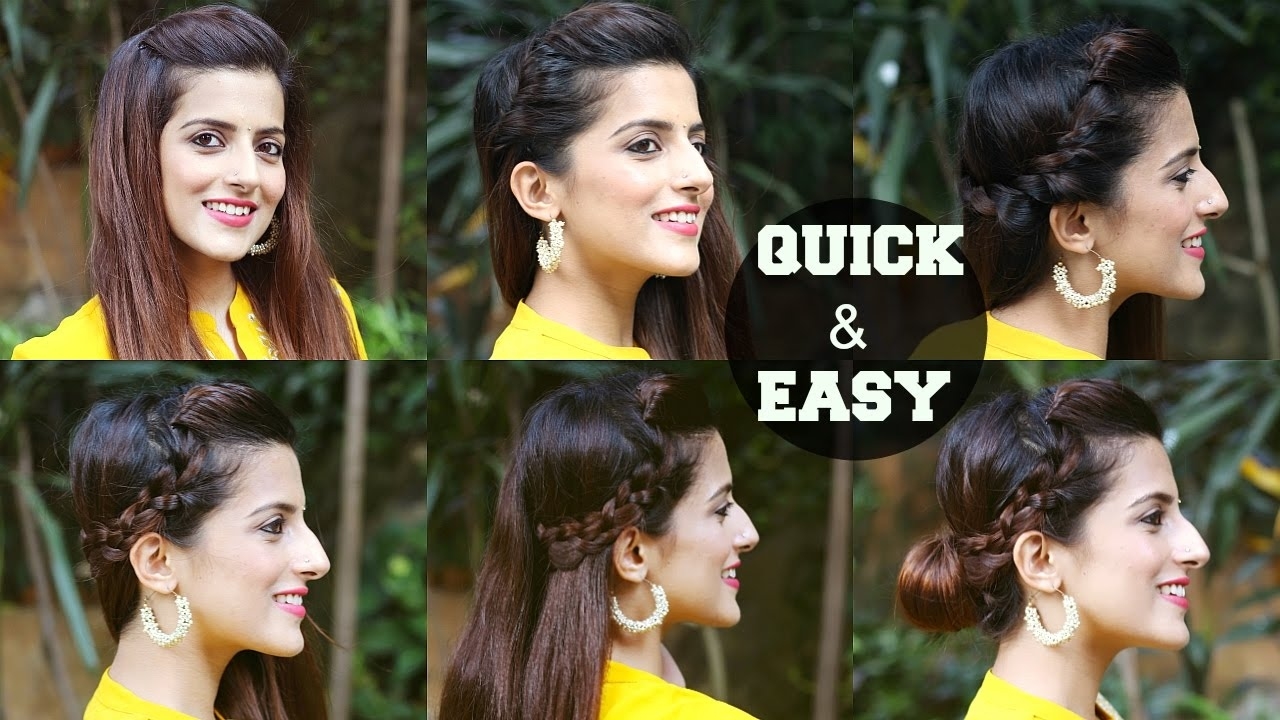 6 Quick &amp; Easy Indian Hairstyles For Medium To Long Hair / Perfect Side  Hair Poof - No Teasing intended for Quick And Easy Indian Hairstyles For Medium Hair