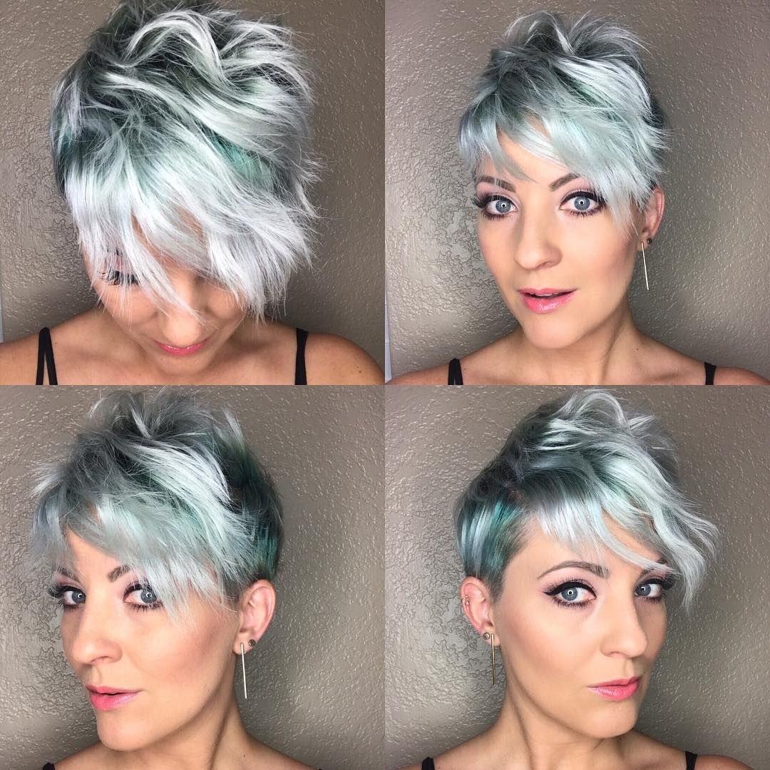 Pixie Wiht Fade Silver Hair - Wavy Haircut