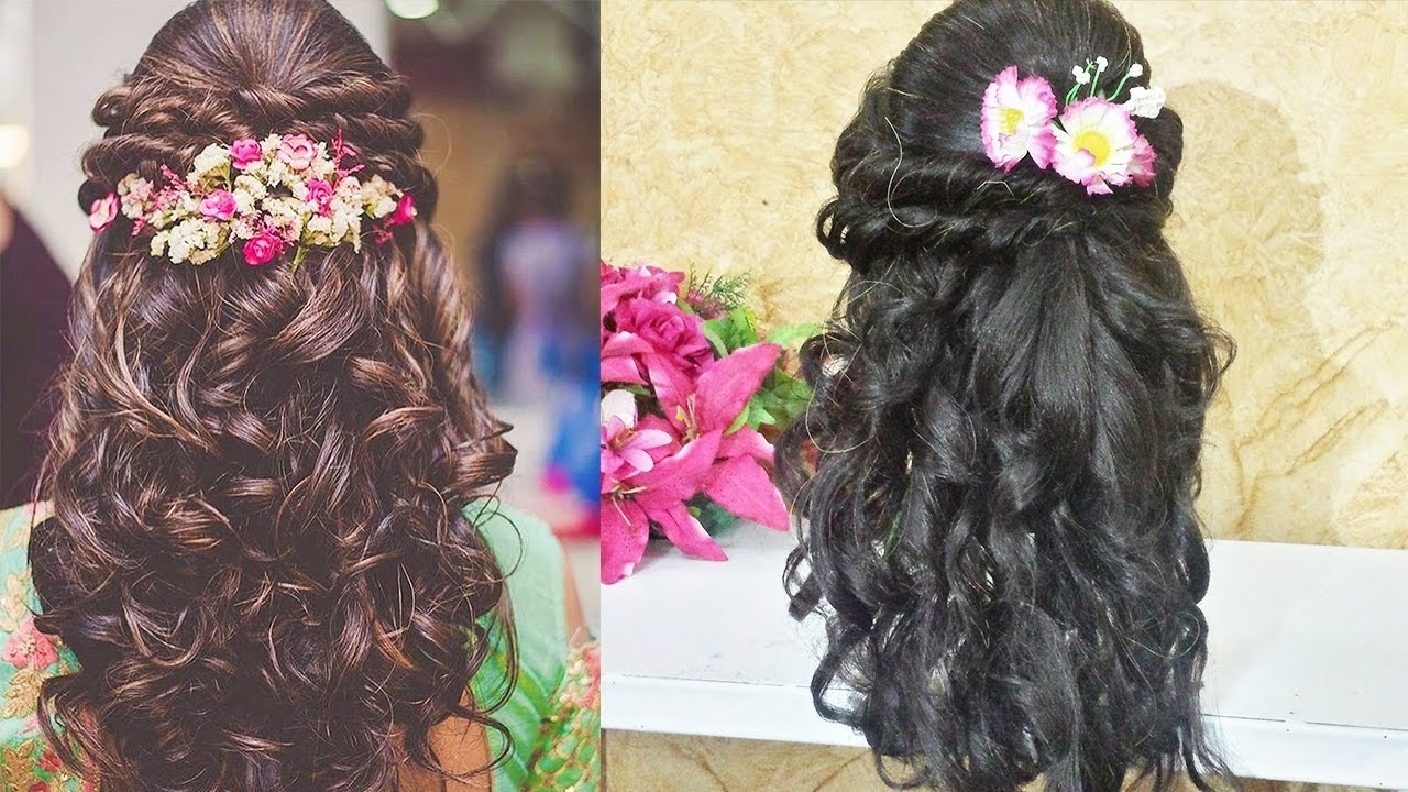 Curly Prom Hairstyle For Long Medium Hair 🌟indian Wedding Hairstyle pertaining to Indian Braid Hairstyles For Curly Hair