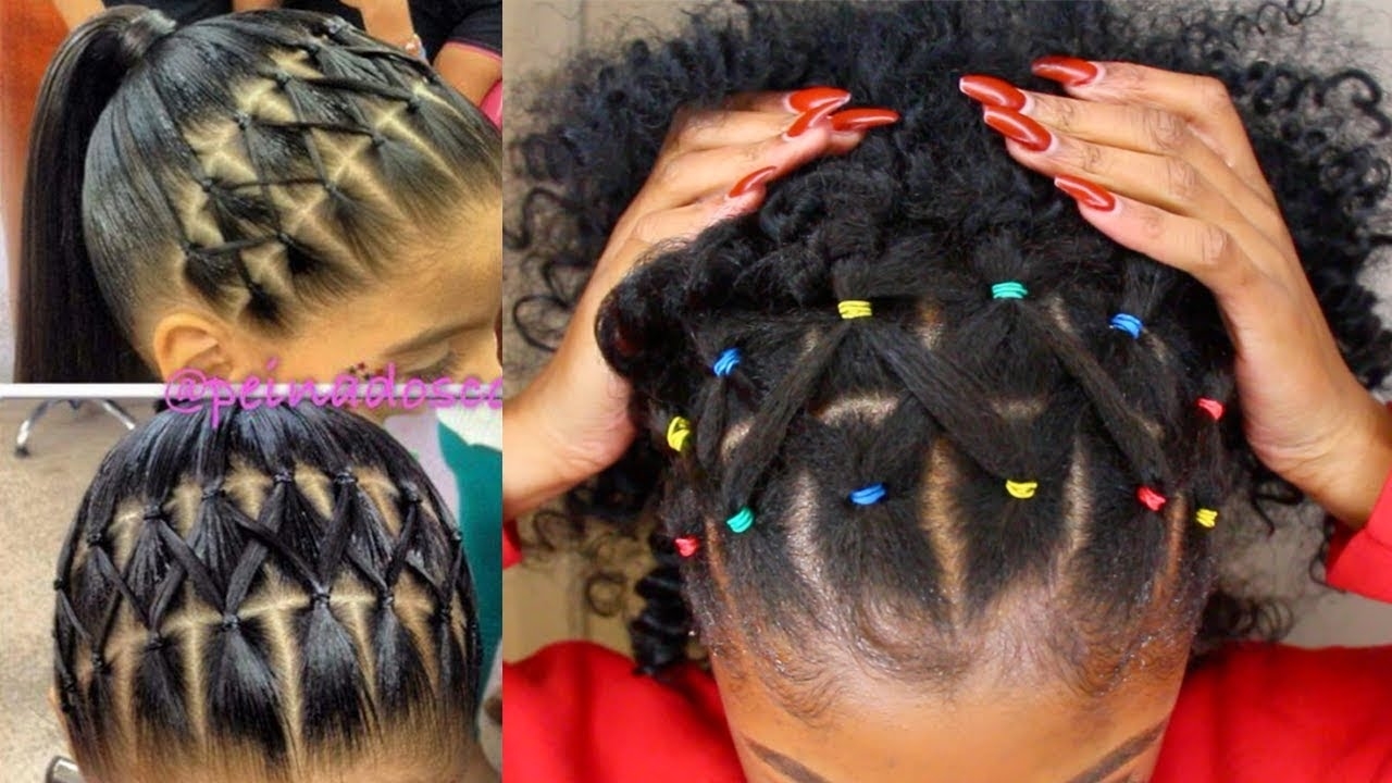 🌈pintrest Rainbow Rubber Band Braidless Crochet Half Up Half Down  Hairstyle🌈 in Cool Hairstyles To Do With Rubber Bands