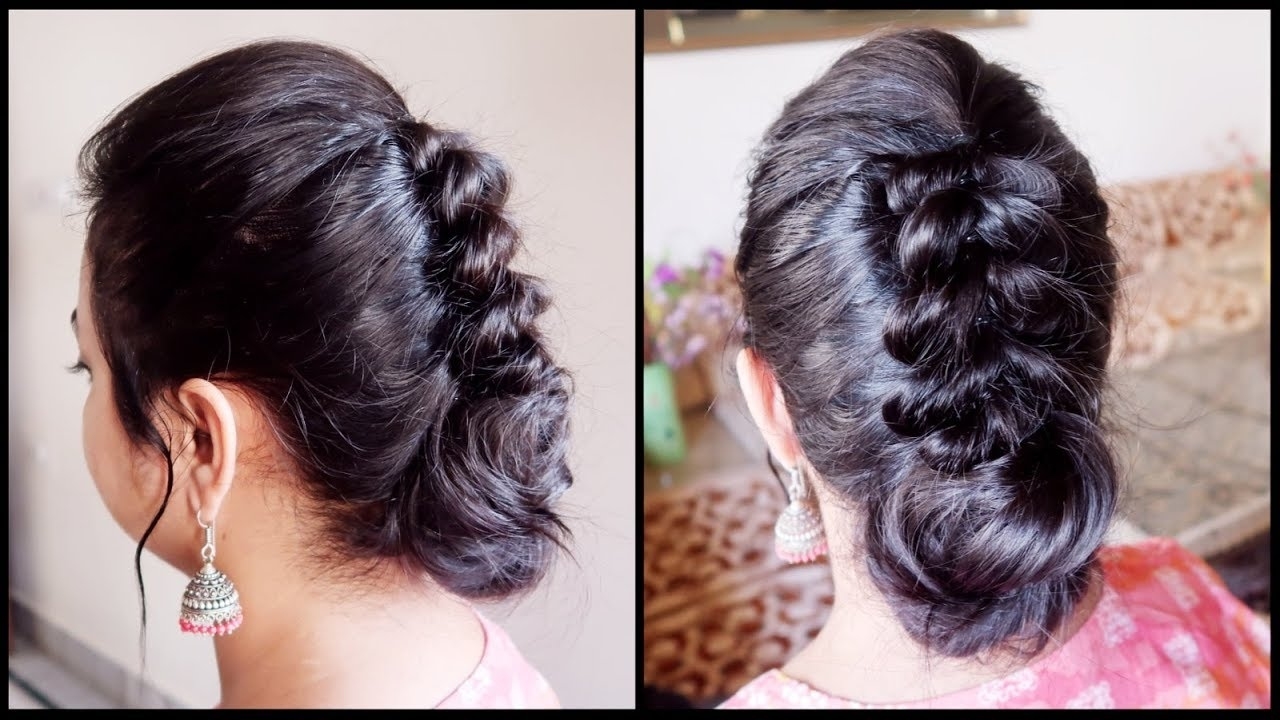 Festive/wedding Guest Hairstyle For Very Thin Hair// Indian Party Bun  Hairstyle For Medium Hair pertaining to Hairstyles For Short Thin Hair For Indian Wedding