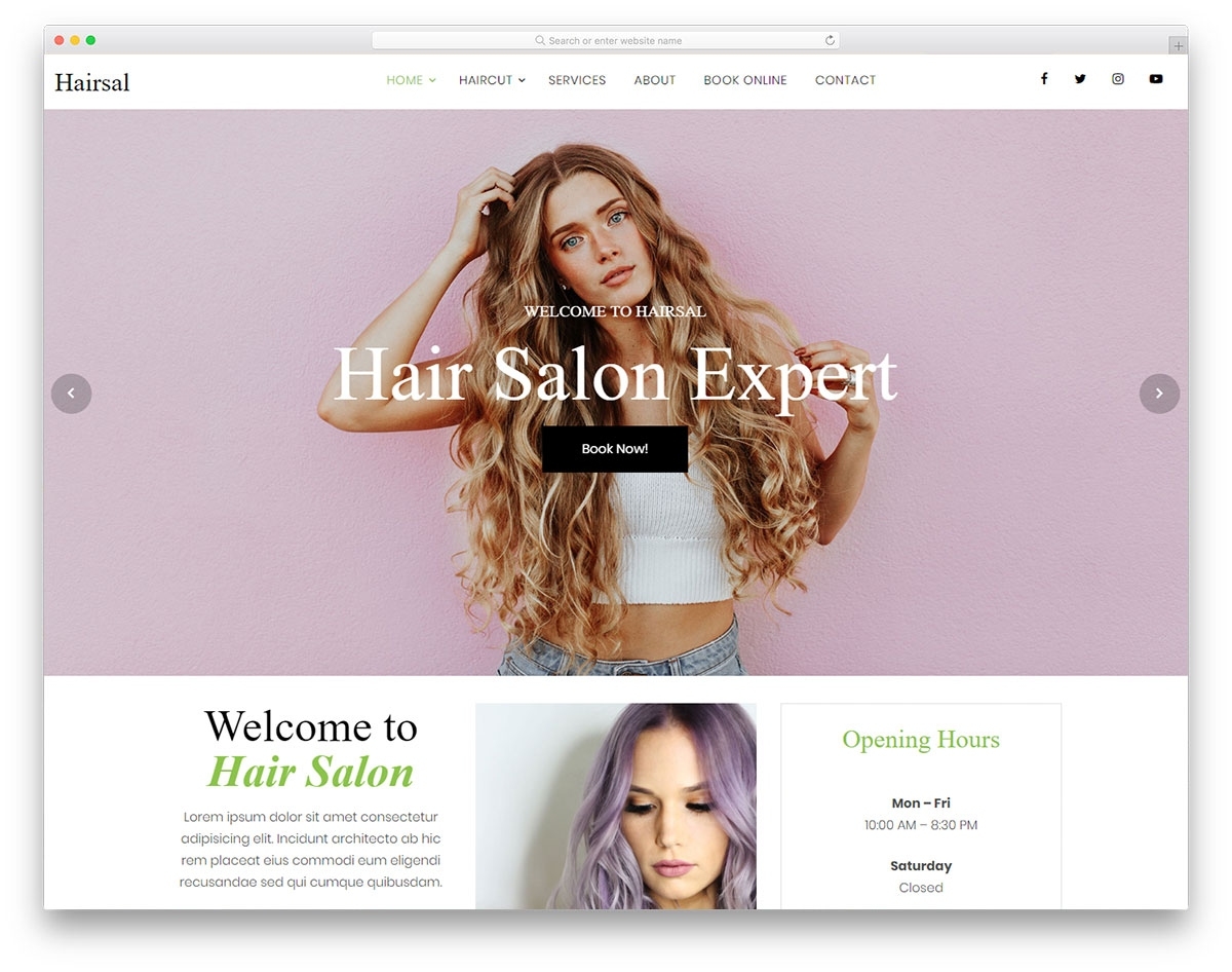 Hairsal - Free Hair Salon Website Template 2019 - Colorlib within Free Hair Style Online
