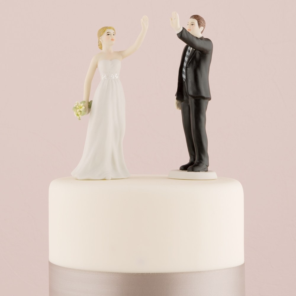 High Five - Bride And Groom Figurines inside Natural Hair Wedding Cake Topper