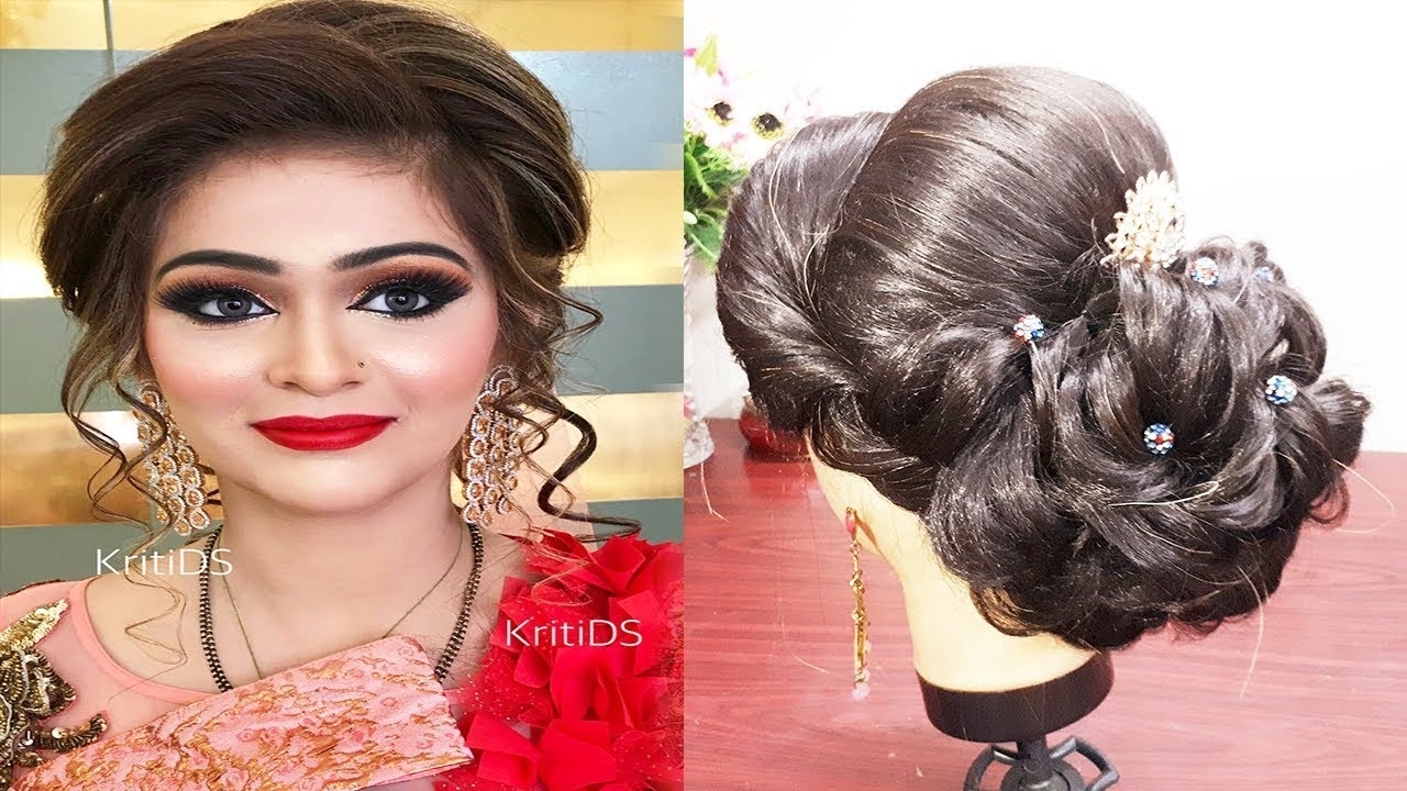 Indian Bridal Hairstyle For Medium And Long Hair inside Indian Engagement Hairstyles For Medium Hair