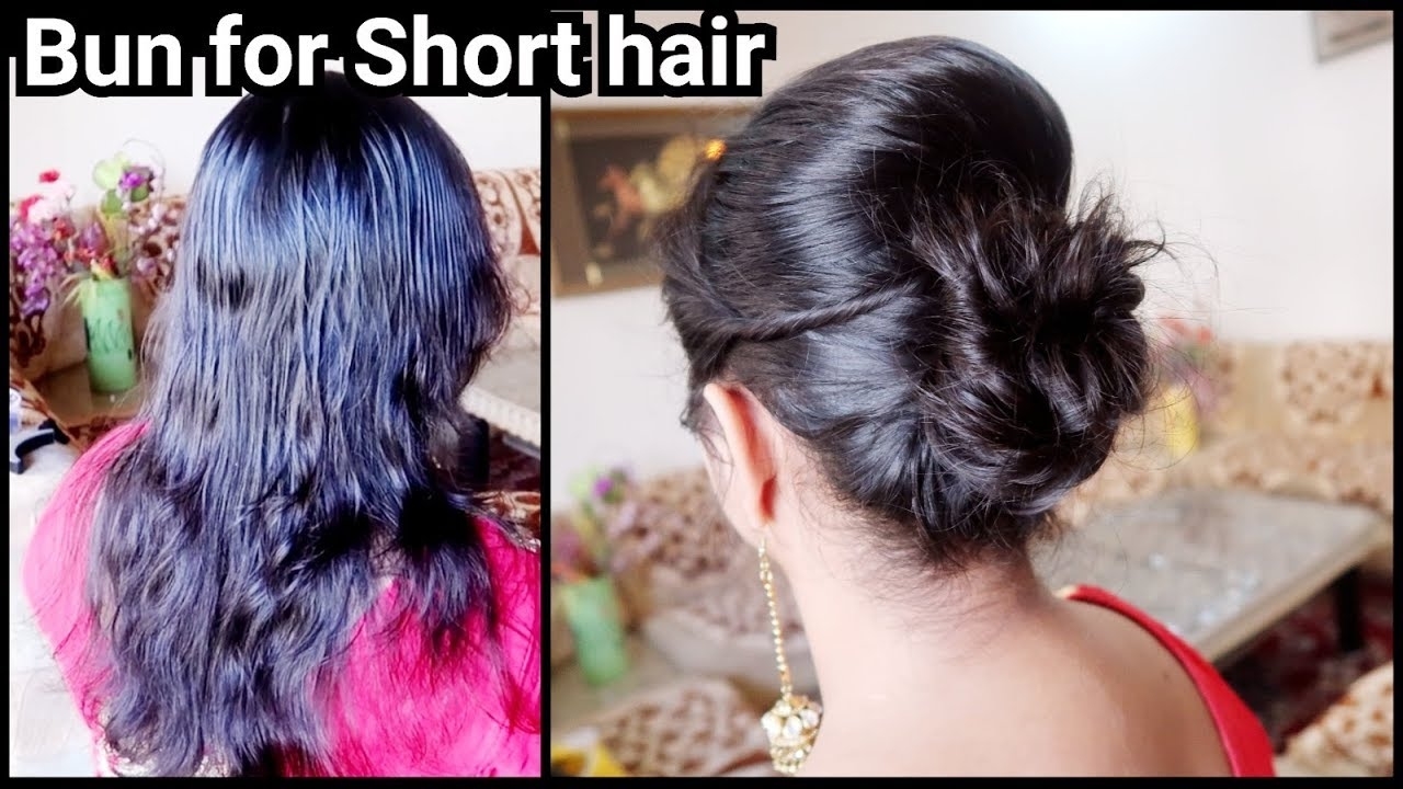 Karwachauth Special-Bun Hairstyle For Short Hair// Easy Indian Festive Bun  With Puff Hairstyle with Indian Easy Hairstyles For Short Hair Step By Step
