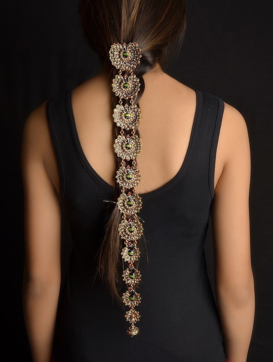 Peacock Kundan Naga Jadai (Braid Accesory) | Women's Style with Indian Hair Braid Accessories