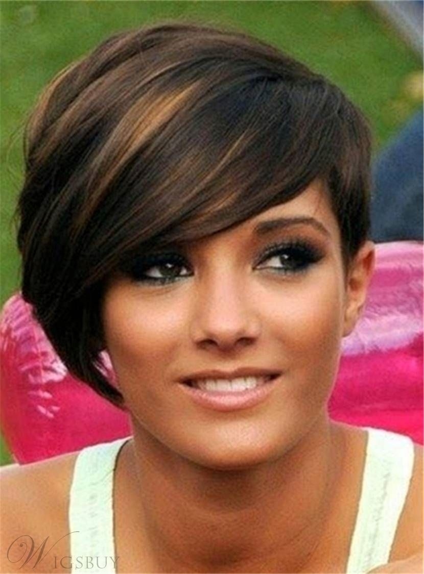 Pixie Straight Layered One Side Part Short Synthetic Hair inside Short On One Side Hair Bob Cut