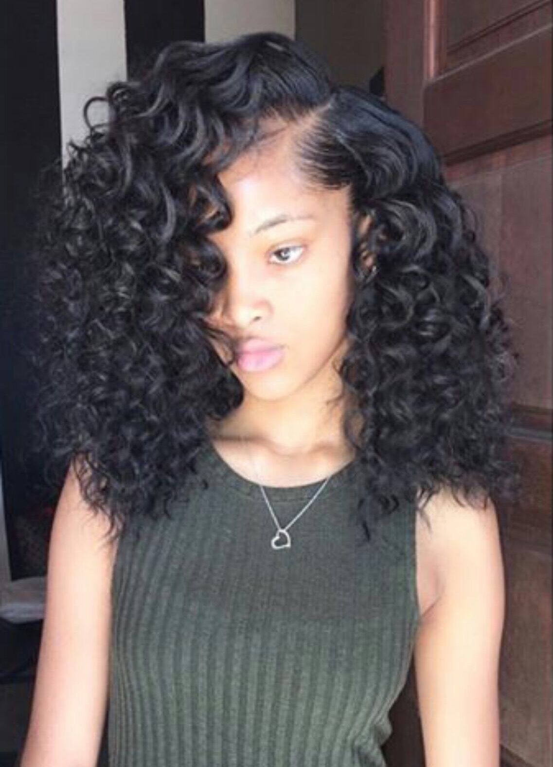 Side Part Curly Sewin | Sew Ins | Curly Sew In, Curly Hair with Curly Weave Side Part Hairstyles