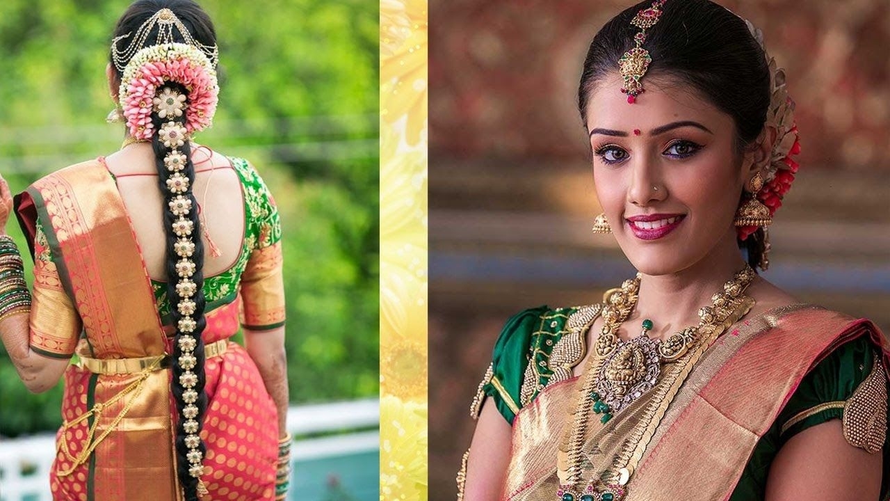 South Indian #bridal #makeup &amp; #hairstyle Tutorial Step By with South Indian Wedding Hairstyle Step By Step