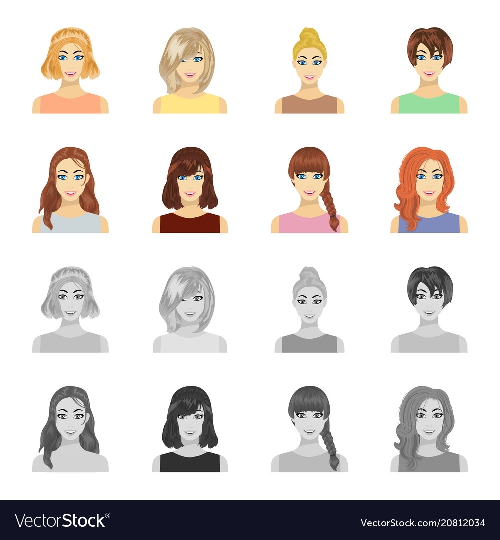 Types Of Female Hairstyles Cartoonmonochrome within Types Of Female Hairstyles