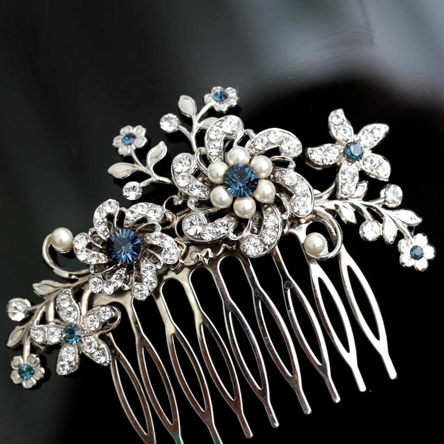 Wedding Hair Comb Blue Wedding Hair Accessories Something inside Bridal Hair Accessories Blu